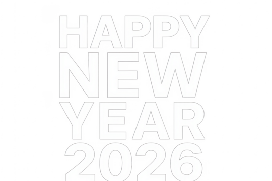Happy new year 2026 greeting on transparent background