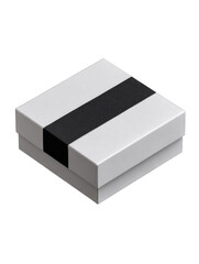 Square white gift box with black stripe