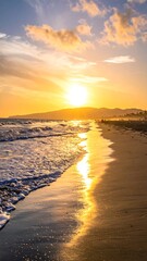 Fototapeta premium Golden sunset beach scene