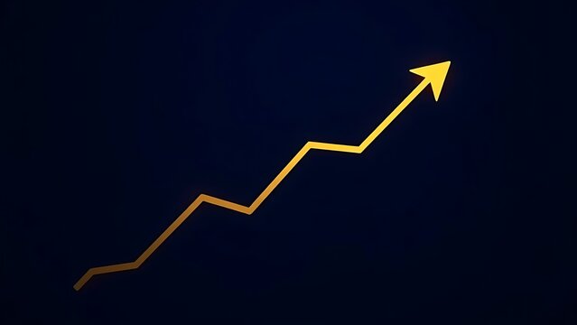 Abstract golden line ascending on deep blue, representing financial growth and minimalist elegance.