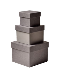 Stacked white and grey gift boxes