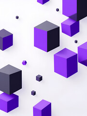 Abstract Geometric Cubes with Black and Purple