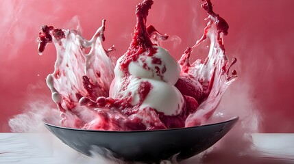 Creative food styling of hell-styled sorbet presented as abstract sculpture, artistic gourmet dessert photography concept
