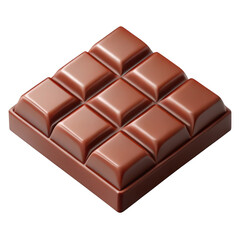 Naklejka premium 3d milk chocolate bar square pieces isolated on transparent background