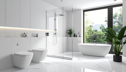 modern bathroom with white tiles