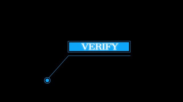 Animation of HUD elements with text VERIFY. Animated callous for text. HUD elements on the black background.