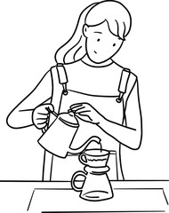 a colorful female barista is making coffee