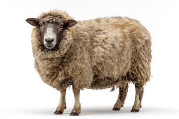 Sheep, full shot, light beige/tan fleece, facing forward