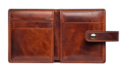 Brown Leather Men Wallet PNG, Transparent Background, Classic Leather Wallet, Stylish Men’s Accessory PNG, Foldable Money Holder, Luxury Leather Wallet Illustration, Fashionable Men’s Wallet Clipart