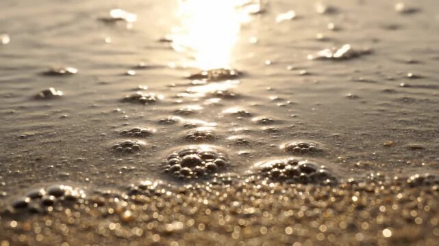 Bubbles Rising from Air Pockets on Sunny Beach