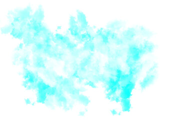 Abstract cyan watercolor wash splatter texture.