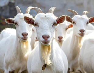 Fototapeta premium Group of white goats in a natural setting