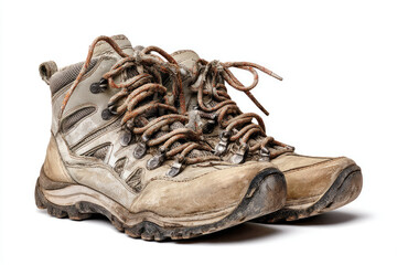Pair of dirty hiking boots
