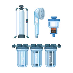Water Purifier Filter Object Set Illustration Vector