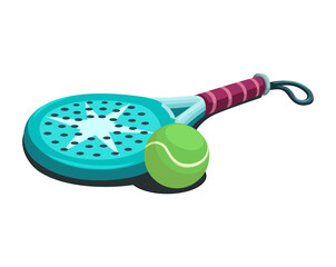 Padel Racket and Ball Sport Symbol Cartoon Illustration Vector