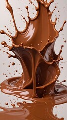 Chocolate splash, dramatic, fluid, rich