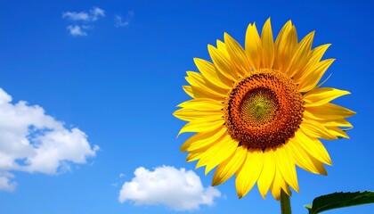 Bright sunflower against a blue sky