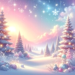 Naklejka premium Magical winter landscape