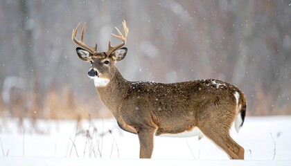 Obraz premium Majestic buck in snowy woods