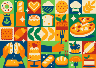 Seamless Geometric Mosaic Bakery Pattern Banner