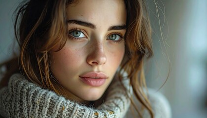 Naklejka premium Close-up portrait of a woman with expressive eyes