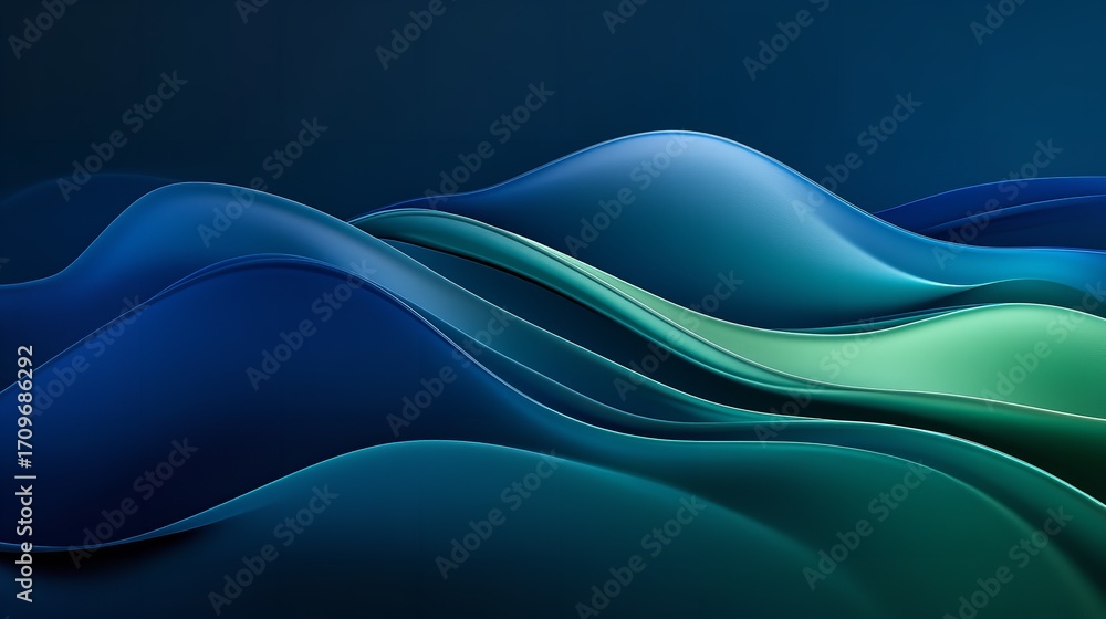 Fototapete captivating abstract blue and green waves flow creating a modern dynamic and serene visual experienc