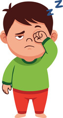 Sleepy Child with Closed Eyes and Tired Expression