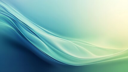 Fototapeta premium Serene blue and green flowing abstract waves create a calming modern background for dynamic design projects and digital innovation, Generative AI.