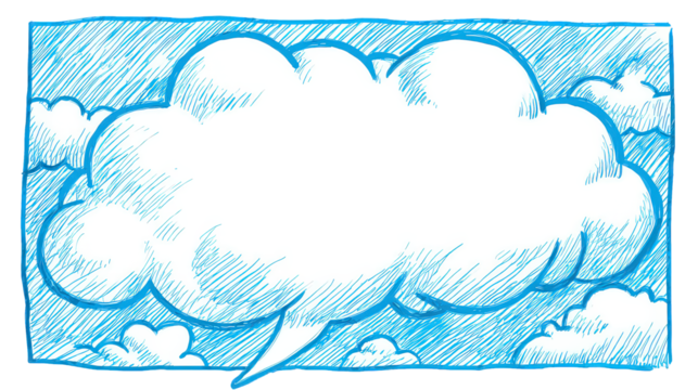 Light Blue Comic Speech Bubble Outline - Powered by Adobe