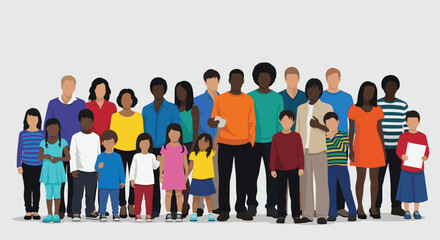 Fototapeta premium A diverse group of people of various ages and ethnicities standing together.