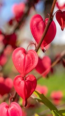 Heart-shaped blossoms in vibrant red