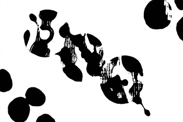 Abstract black and white design with textured, irregular shapes