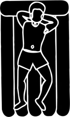 Black vector silhouette illustration of a running young man and woman's fitness body pose figure outline