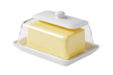 White butter dish with clear lid