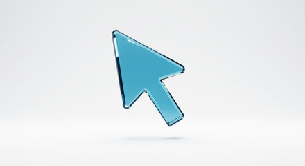 Blue Click pointer cursor arrow icon on white background