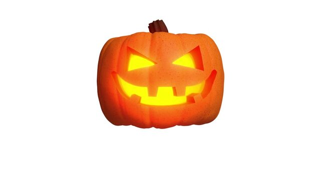 Transition vid&eacute;o Jack O'Lantern pour Halloween isol&eacute;e sur fond personnalisable - rendu 3D