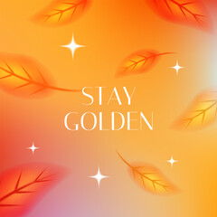 Autumn postcard in minimalist style with soft gradient. Vector template for banner, post, advertisement, cover