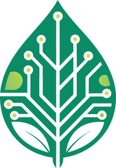Futuristic circuit board styled leaf icon vector illustration scalable eps vector