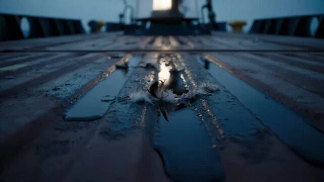 Maritime Container Stack with Leaking Drum Stain