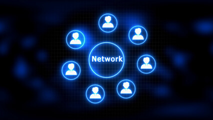 Digital Network of People Connected to a Central Network Concept Keywords: network, connection,...