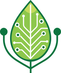 Futuristic circuit board styled leaf icon vector illustration scalable eps technology green vector
