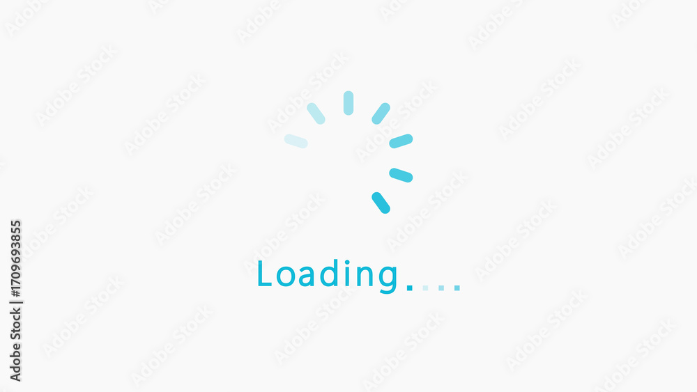 Aufkleber blue loading text and spinner on white background keywords: loading, spinner, animation, progress, w