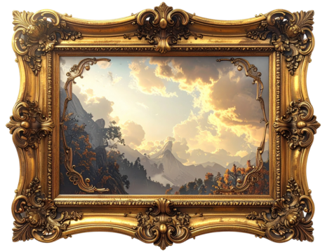 isolated golden antique luxury frame