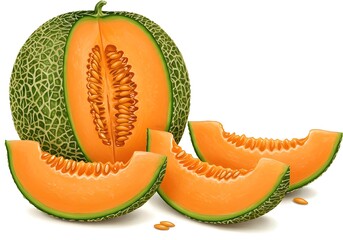 Slice Of Cantaloupe Melon Illustration