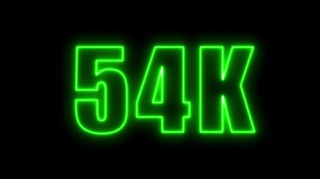 Animated neon sign displaying the number 54k in bright green on black background