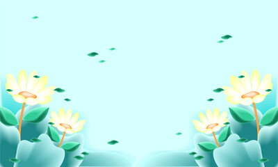 Abstract art background foliage luxury minimal background with flower line illustration art