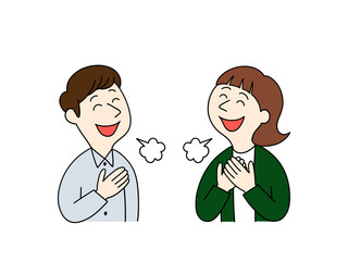 Fototapeta premium ほっとする男女のイラスト
