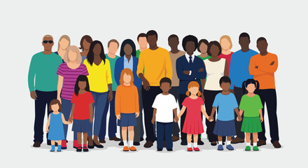 Fototapeta premium A diverse group of people standing together looking happy and connected.