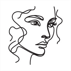 Minimalist continuous line drawing of a woman's face, symbolizing beauty and elegance