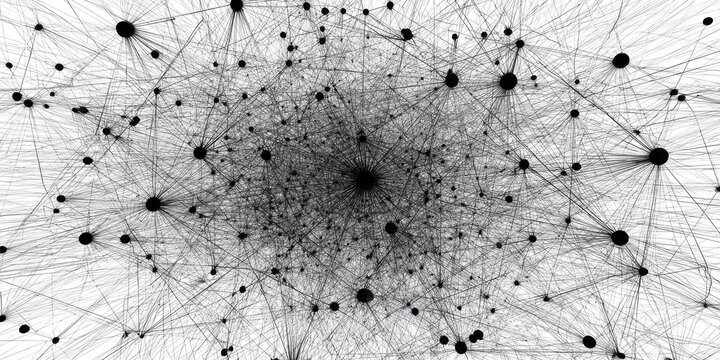 Complex network of interconnected nodes and lines